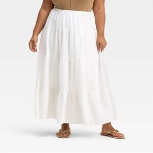 Women's Crinkle Gauze Pull-On Maxi Skirt - Universal Thread™ White 2X NWT
